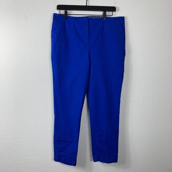 Boden Kensington Pants Blue Size 10R Stretch Cotton Turn-Up Hem Trouser Style - Picture 5 of 9